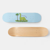 Skateboard Caricature de dinosaure de brontosaurus vert migno (Horz)