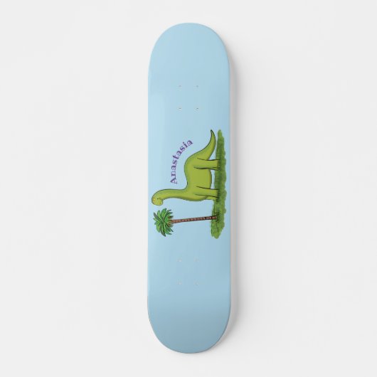 Skateboard Caricature de dinosaure de brontosaurus vert migno (Devant)