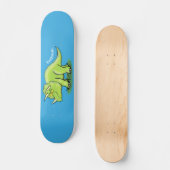 Skateboard Caricature de dinosaure de triceratops vert mignon (Recto)