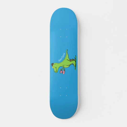 Skateboard Caricature de dinosaure vert t rex (Devant)