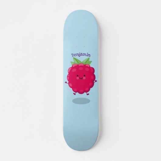 Skateboard Caricature de framboise très heureuse (Devant)
