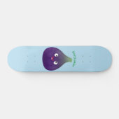 Skateboard Caricature de fruits mauve joyeux aux figues (Horz)