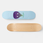 Skateboard Caricature de fruits mauve joyeux aux figues (Horz)