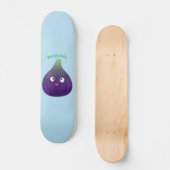Skateboard Caricature de fruits mauve joyeux aux figues (Recto)