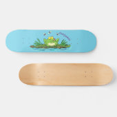 Skateboard Caricature de grenouille vert mignon (Horz)