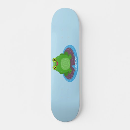 Skateboard Caricature de grenouille verte mignonne (Devant)