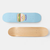 Skateboard Caricature de hamburger kawaii joyeux (Horz)
