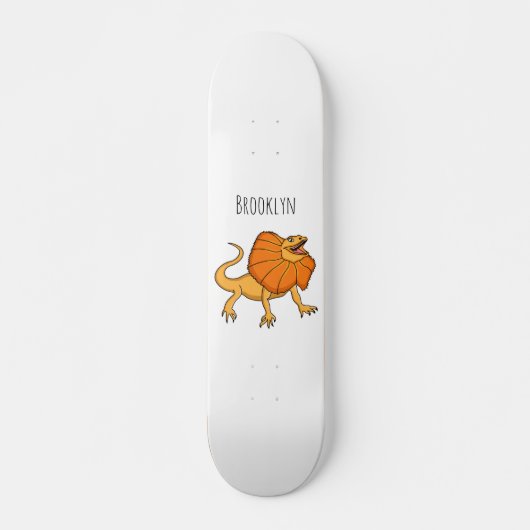 Skateboard Caricature de lézard à col frisé orange (Devant)