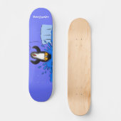 Skateboard Caricature de manchot joyeux sautant (Recto)