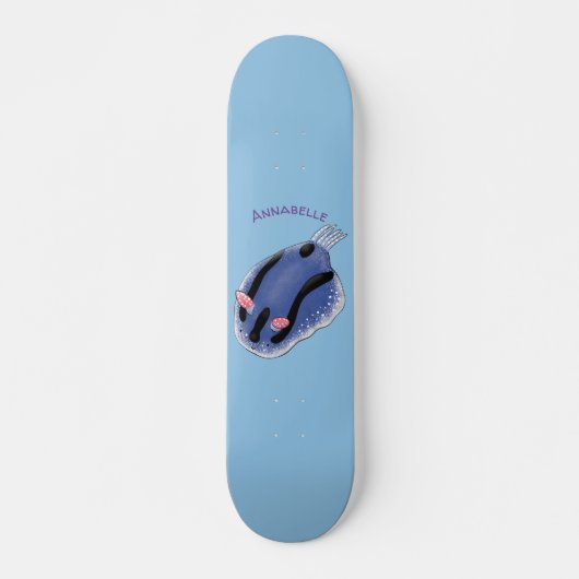 Skateboard Caricature de nudibranche bleu mignon (Devant)