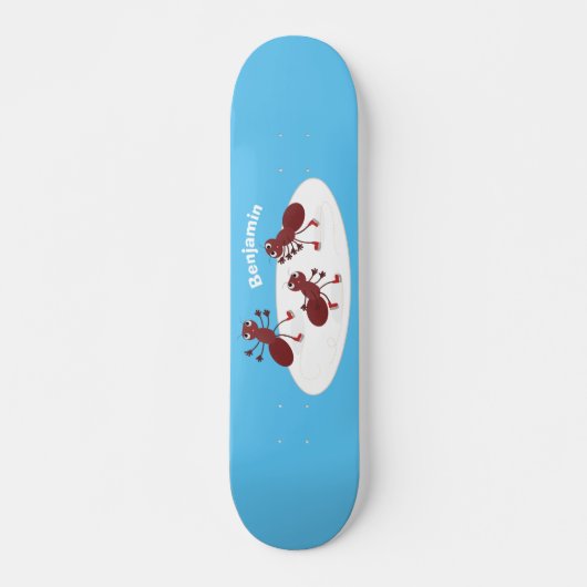Skateboard Caricature de patinage sur glace de Happy red four (Devant)
