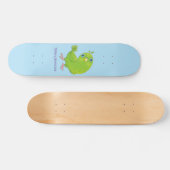 Skateboard Caricature de perruche verte curieuse (Horz)