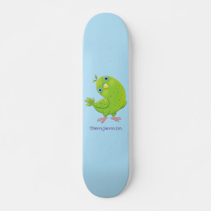 Skateboard Caricature de perruche verte curieuse