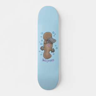 Skateboard Caricature de platypus bébé très heureuse