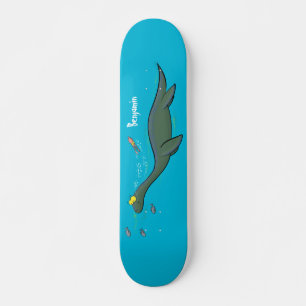 Skateboard Caricature de plesiosaure, monstre marin mignon et