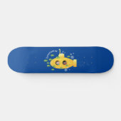 Skateboard Caricature de poisson sous-marin jaune mignon (Horz)