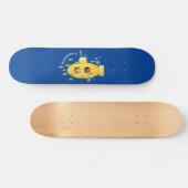 Skateboard Caricature de poisson sous-marin jaune mignon (Horz)