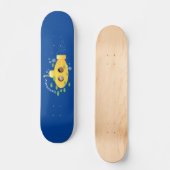 Skateboard Caricature de poisson sous-marin jaune mignon (Recto)