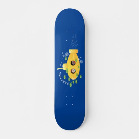 Skateboard Caricature de poisson sous-marin jaune mignon (Devant)