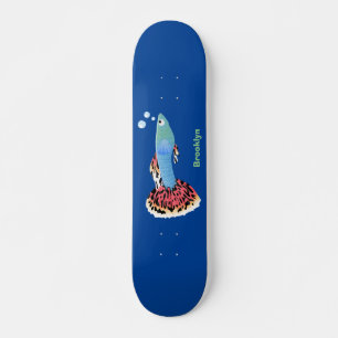 Skateboard Caricature de poisson tropical guppy très chic