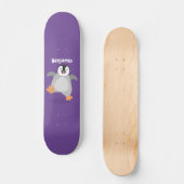 Skateboard Caricature de poussin de pingouin mignon et joyeus (Recto)