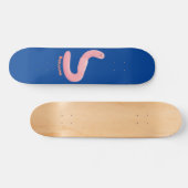 Skateboard Caricature de vers de terre rose joli (Horz)