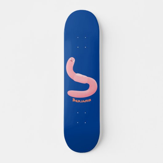 Skateboard Caricature de vers de terre rose joli (Devant)