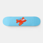 Skateboard Caricature de vol d'avion rouge mignon (Horz)