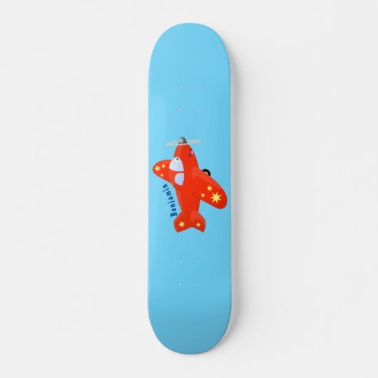 Skateboard Caricature de vol d'avion rouge mignon (Devant)