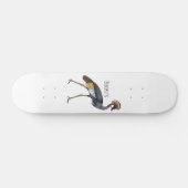 Skateboard Caricature d'oiseau de grue couronné gris (Horz)