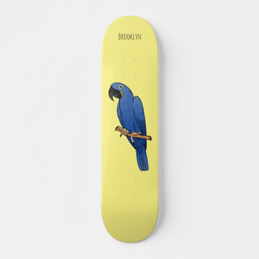 Skateboard Caricature d'oiseau macaw Hyacinth (Devant)