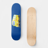 Skateboard Caricature du bus scolaire jaune joyeux (Recto)