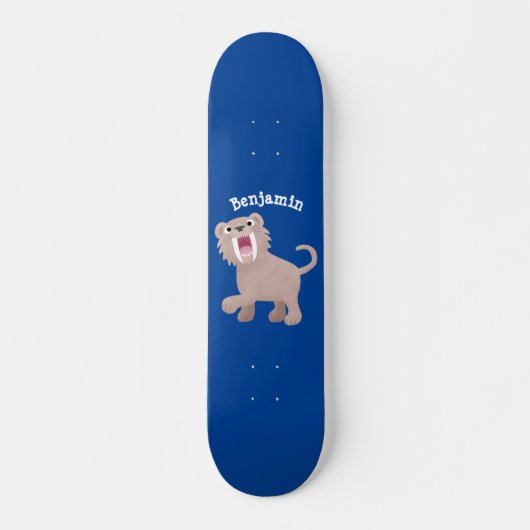 Skateboard Caricature du tigre mignon Saber Toothed Smilodon (Devant)