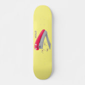 Skateboard Caricature en agrafeuse rouge pâle (Devant)