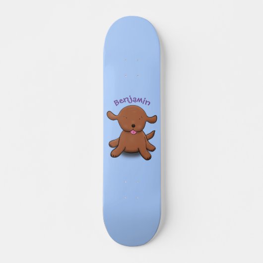 Skateboard Caricature en bleu pour chien de chiot joyeux (Devant)