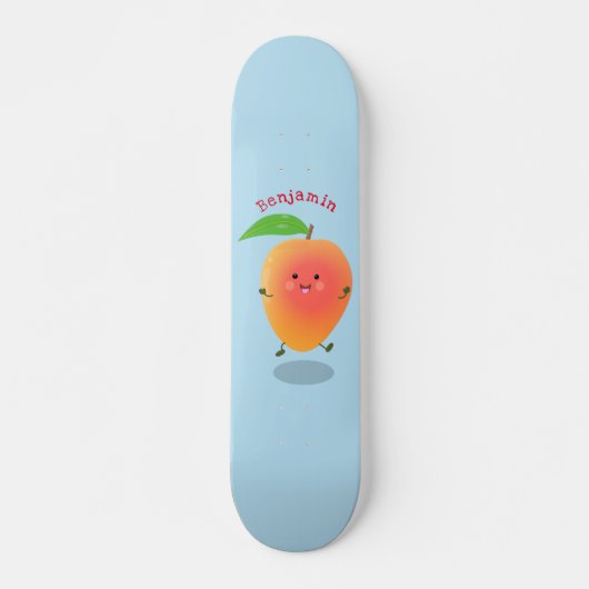 Skateboard Caricature jaune mangue mignonne (Devant)