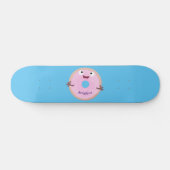 Skateboard Caricature joli beignet rose vitré (Horz)