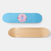 Skateboard Caricature joli beignet rose vitré (Horz)