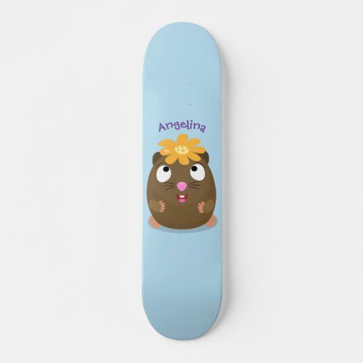 Skateboard Caricature joyeuse de cobaye mignonne (Devant)