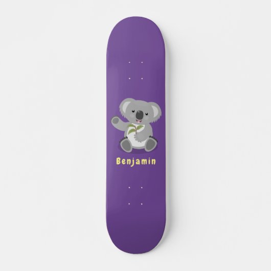 Skateboard Caricature joyeux koala agitant (Devant)