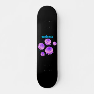 Skateboard Caricature kawaii de méduse violette rose mou