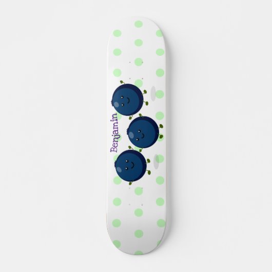 Skateboard Caricature mignonne de bleuets violets (Devant)