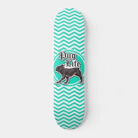 Skateboard Carlin drôle ; Aqua Chevron (Recto)