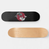 Skateboard Carpes koi monochromes sur le cercle rouge (Horz)
