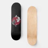 Skateboard Carpes koi monochromes sur le cercle rouge (Recto)