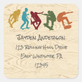 Skateboard Carré à thème Retour Adresse Étiquettes (Devant)