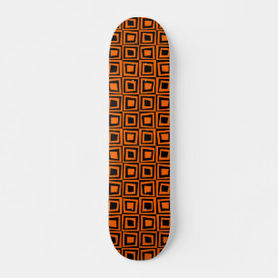 Skateboard Carré rétro - orange sur noir