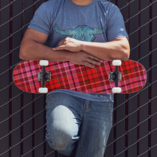 Skateboard Carreau Tartan Rouge Grenat Rose Design