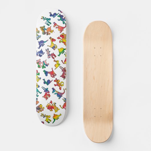Skateboard Carreaux de Motif Animaux Abstraits (Recto)