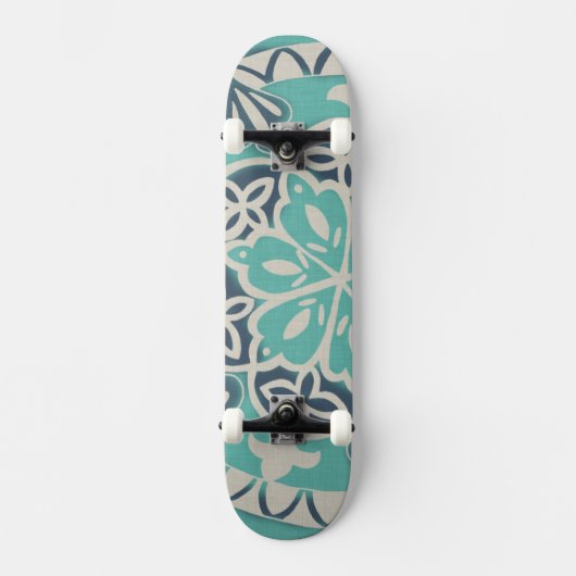 Skateboard Carrelage Batik Bleu I (Recto)